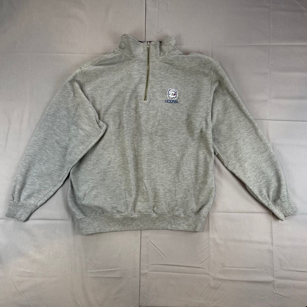 Lee Sport Men's M Gray Uconn Huskies 1 4 Zip Pullover Sweatshirt Quarter-zip 65